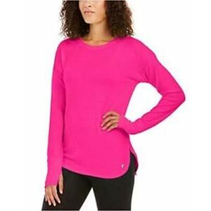 NEW Ideology Heathered Long Sleeve Top Passion Berry Pink Size Small Activewear